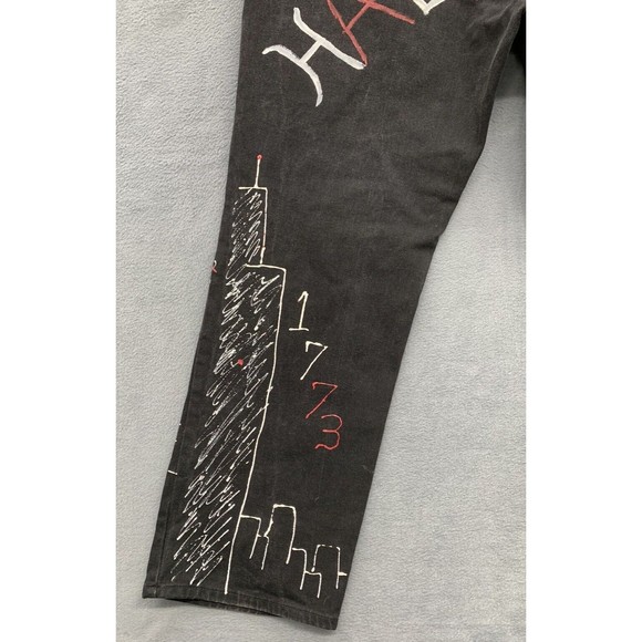 Vtg Lee 1889 Denim Jeans Men's 40 X 30 Black Half Wayzz Calouge Art Tagged Pants - Picture 15 of 16